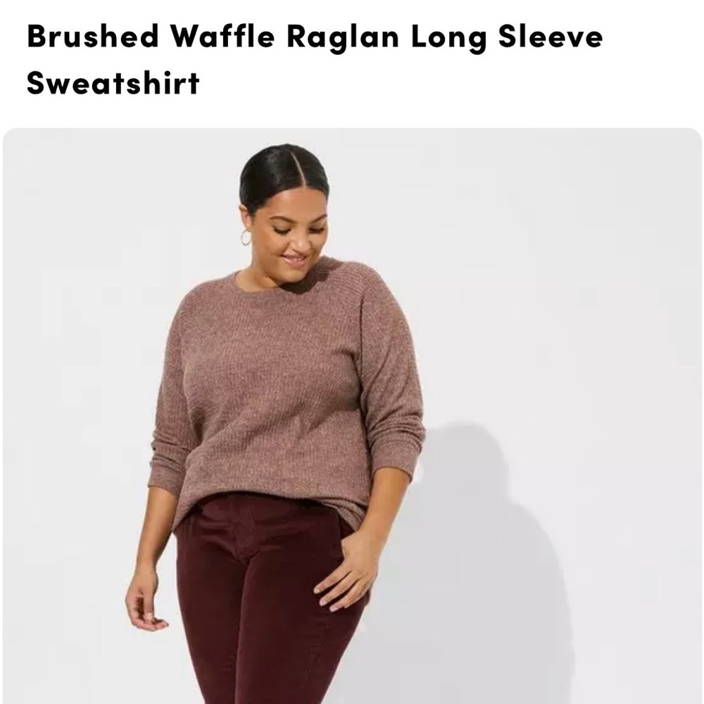 Torrid Brushed Waffle Raglan Sweatshirt